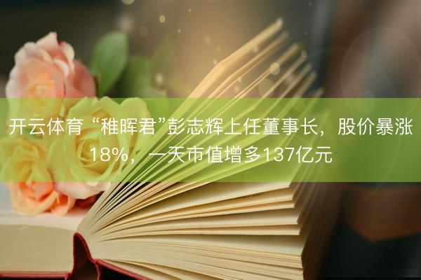 开云体育 “稚晖君”彭志辉上任董事长，股价暴涨18%，一天市值增多137亿元