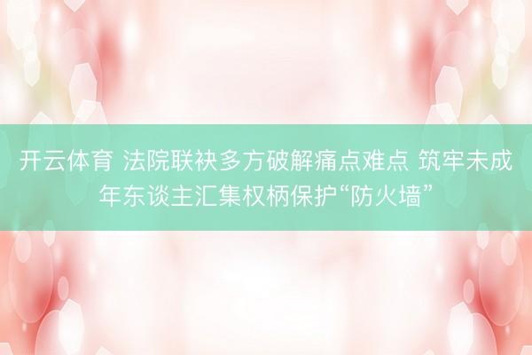 开云体育 法院联袂多方破解痛点难点 筑牢未成年东谈主汇集权柄保护“防火墙”