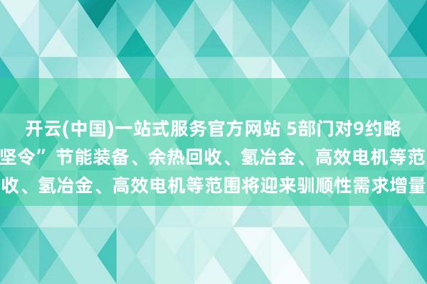 开云(中国)一站式服务官方网站 5部门对9约略点行业发出节能降碳“攻坚令” 节能装备、余热回收、氢冶金、高效电机等范围将迎来驯顺性需求增量